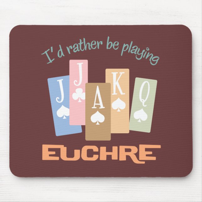 Retro Rather Play Euchre Mouse Pad (Front)