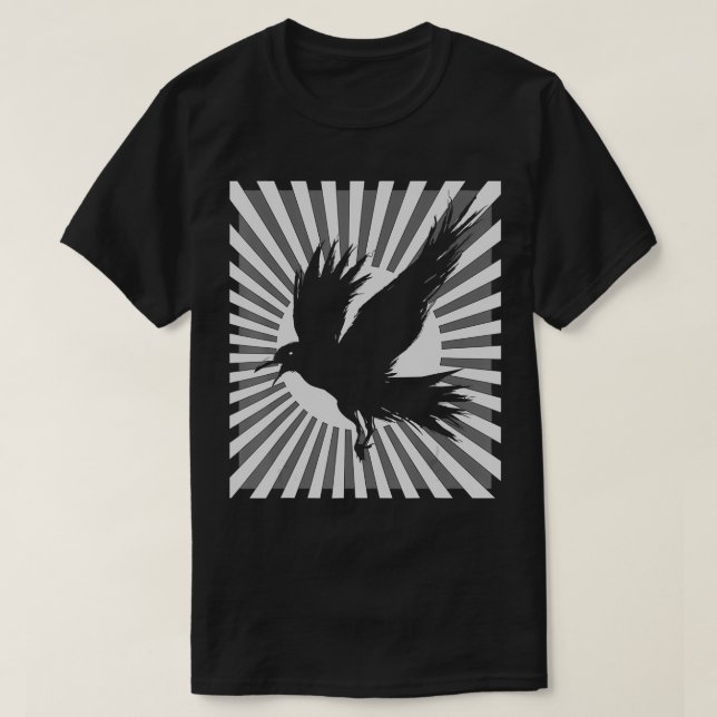 Retro Raven Aesthetic Japanese Black Crow  T-Shirt (Design Front)