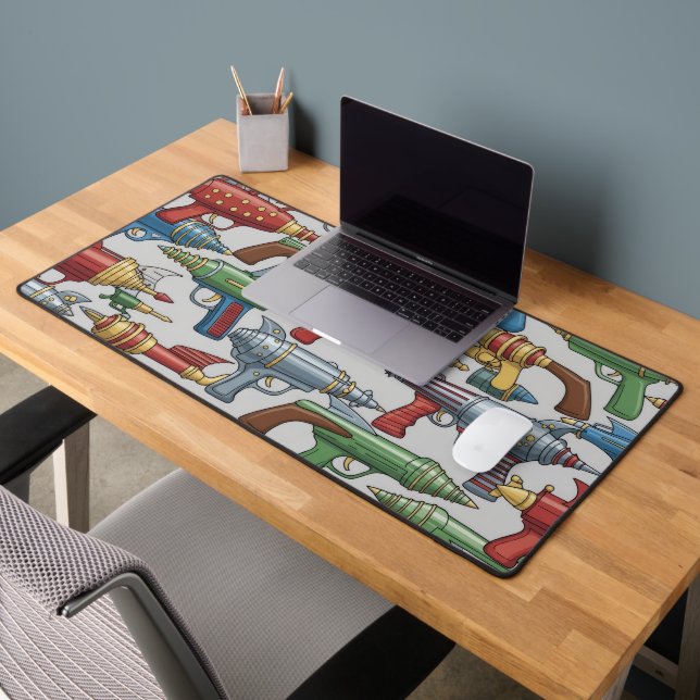Retro Ray Guns - Playful Sci-Fi Weapon Desk Mat (Office 2)