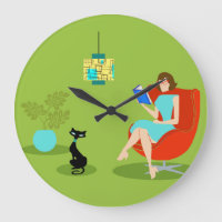 Retro Reading Woman Acrylic Wall Clock