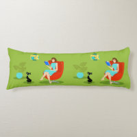Retro Reading Woman Body Pillow