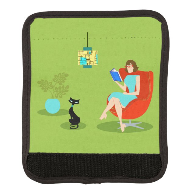 Retro Reading Woman Luggage Handle Wrap (Front)