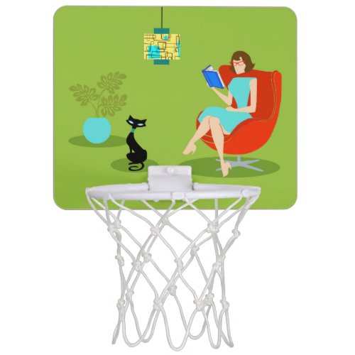 Retro Reading Woman Mini Basketball Hoop