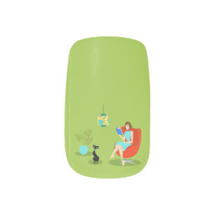 Retro Reading Woman Minx Nail Art Decals