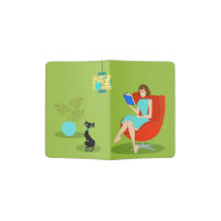 Retro Reading Woman Passport Holder