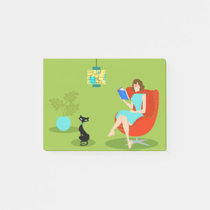 Retro Reading Woman Post-It Notes
