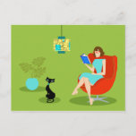 Retro Reading Woman Postcard