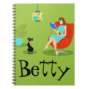 Retro Reading Woman Spiral Notebook