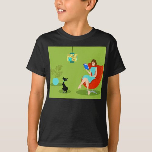 Retro Reading Woman T_Shirt