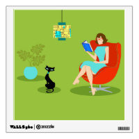 Retro Reading Woman Wall Decal