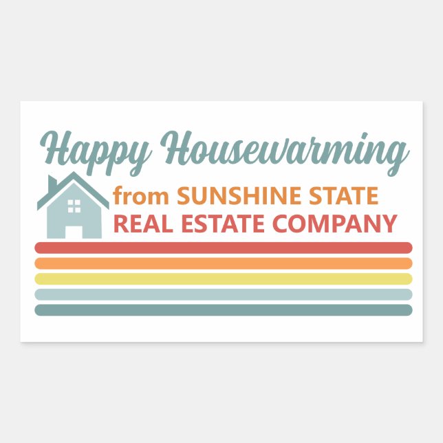 Retro Real Estate Company House Marketing Rectangular Sticker (Front)