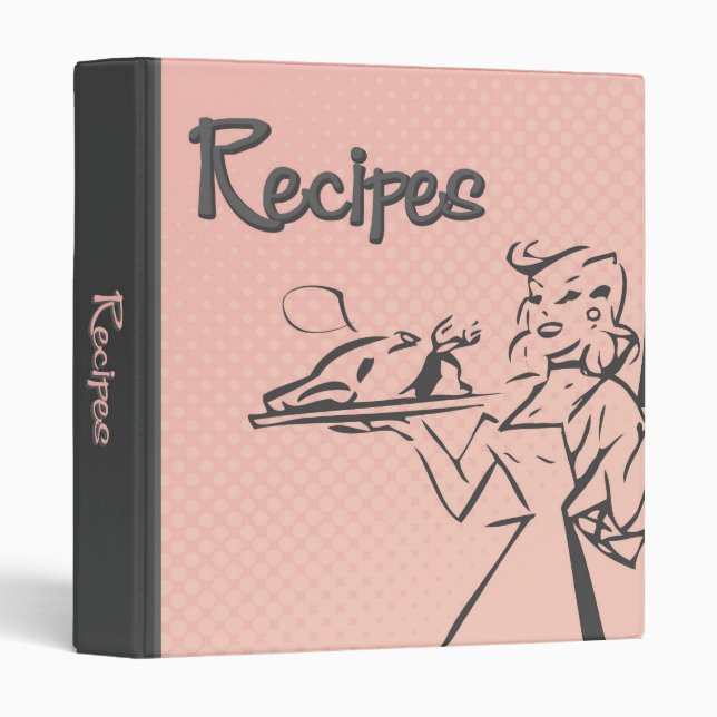 Retro Recipe Binder - Pink (Front/Spine)