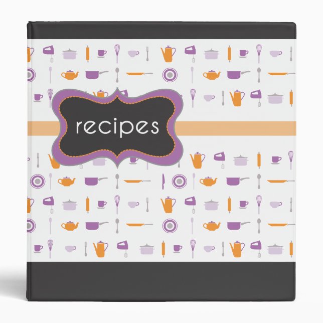 Retro Recipe Book 3 Ring Binder (Front)