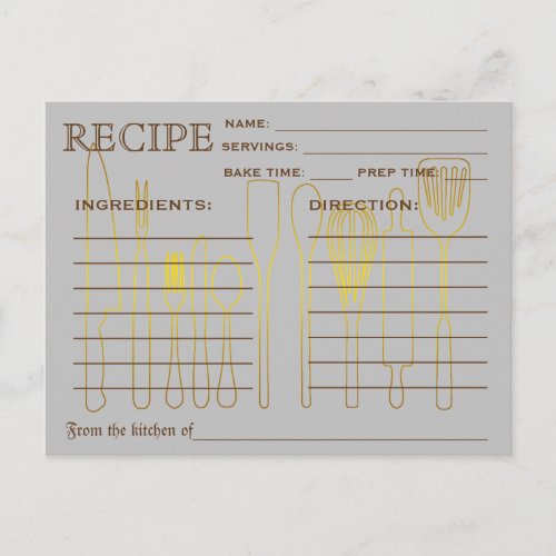 Retro Recipe Card Kitchen Tools Striped
