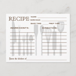 Retro Recipe Card Kitchen Tools Striped