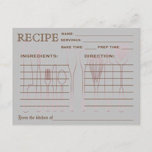 Retro Recipe Card Kitchen Tools Striped