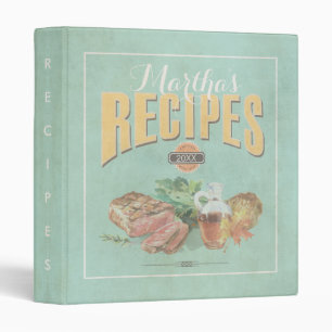 Retro Recipes Watercolor ID373 3 Ring Binder