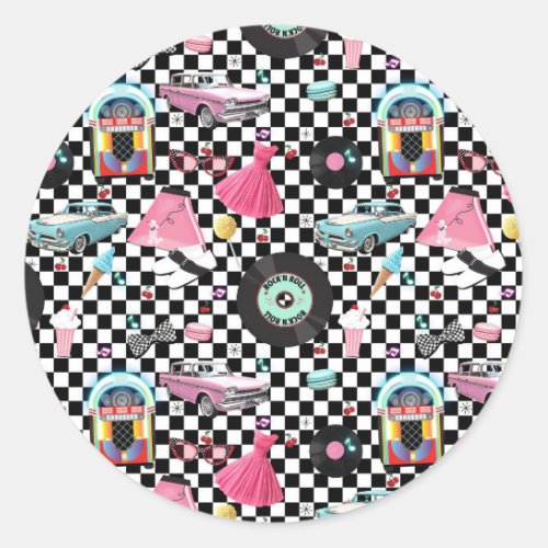 Retro Record 1950S 50S Fifties Party Favor Classic Round Sticker
