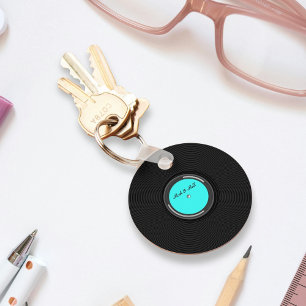 Retro Record Album Custom Label  Keychain