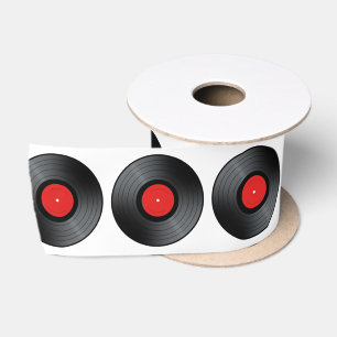 Retro Record Album Pattern Satin Ribbon
