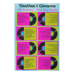 Retro Record Alphabetical Wedding Seating Sign