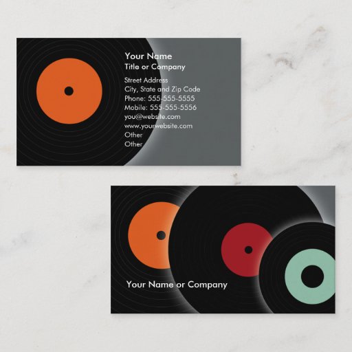 Customizable Retro Record DJ Business Card