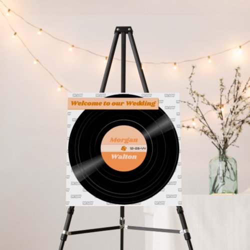 Retro Record Editable Color Wedding Welcome Sign