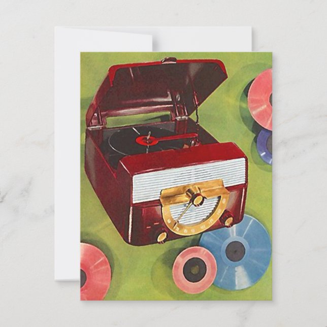 Retro Record Hop Sock Hop Turning Time Invitation (Front)