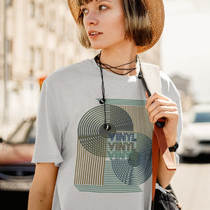 Retro Record Line Art Modern Vinyl  T-Shirt
