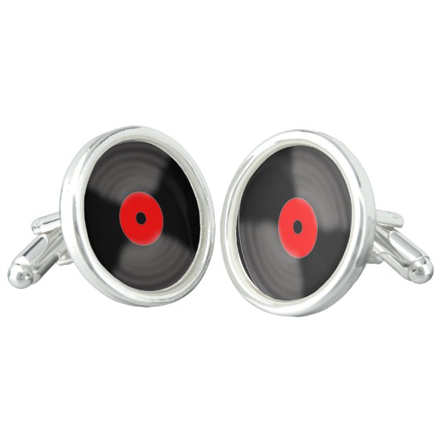 Retro Record Music Cufflinks Gift (Angled)