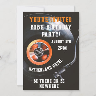 RETRO RECORD PLAYER BIRTHDAY CUSTOM INVITATIONS