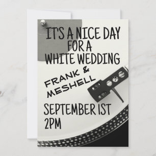RETRO RECORD PLAYER WHITE WEDDING INVITATIONS