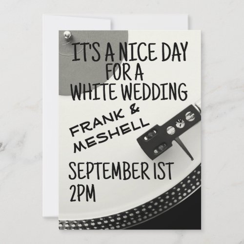RETRO RECORD PLAYER WHITE WEDDING INVITATIONS