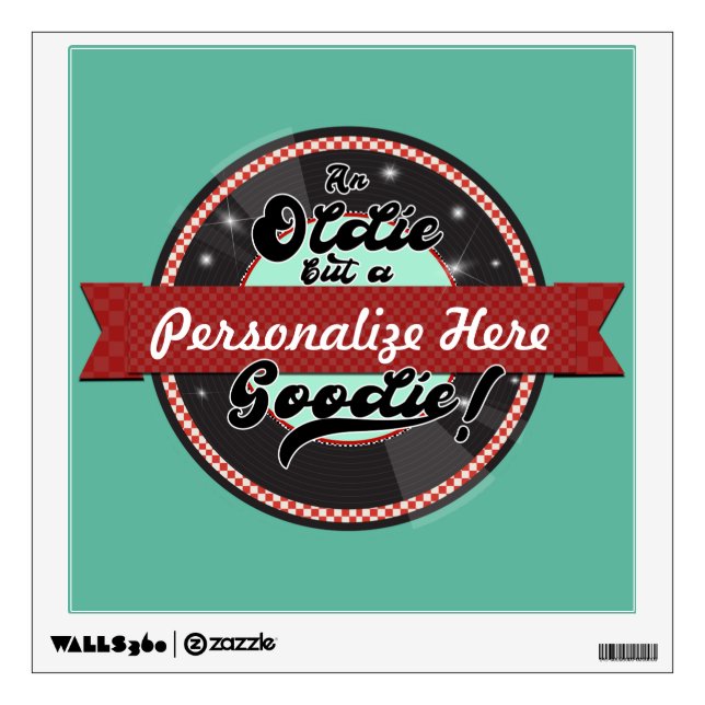 Retro Record Ribbon Fifties 50's Birthday Party Wall Decal (Front)