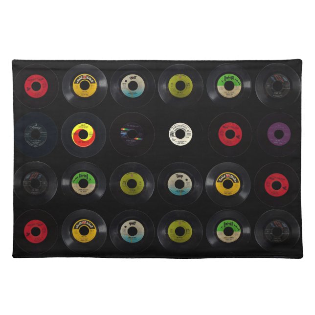 Retro Record Vinyl Albums Cloth Placemat (Front)
