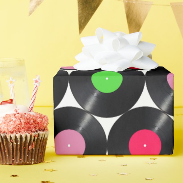Retro Record Vinyl Gift Wrapping Paper (Birthday Party)