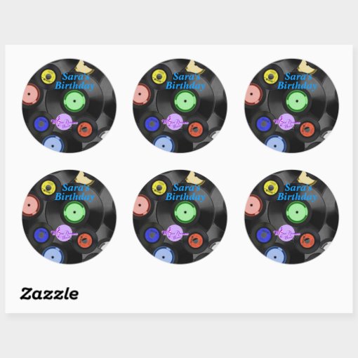 Retro Records Customizable Classic Round Stickers | Zazzle