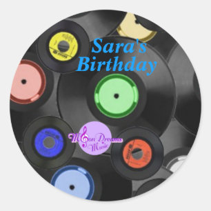 Retro Records Customizable Classic Round Stickers