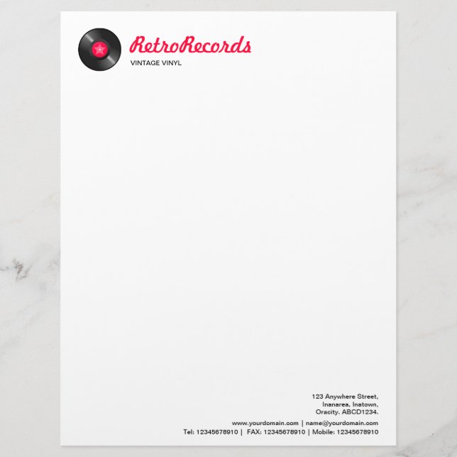 Retro Records Letterhead (Front)