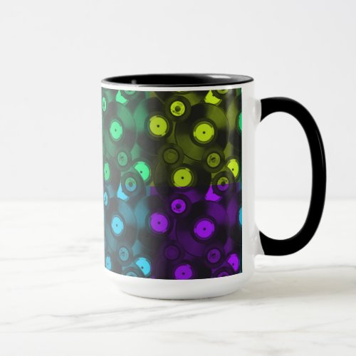 Retro Records Neon Colorful Collage Mug