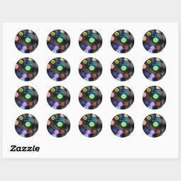 Retro Records Small Classic Round Stickers | Zazzle