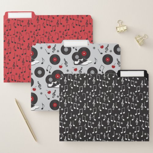 Retro Red and Black 50s Diner Pattern File Folder