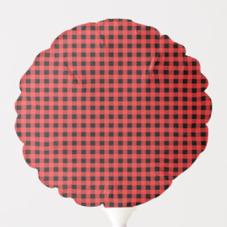 Retro Red and Black Buffalo Plaid Pattern Birthday Balloon