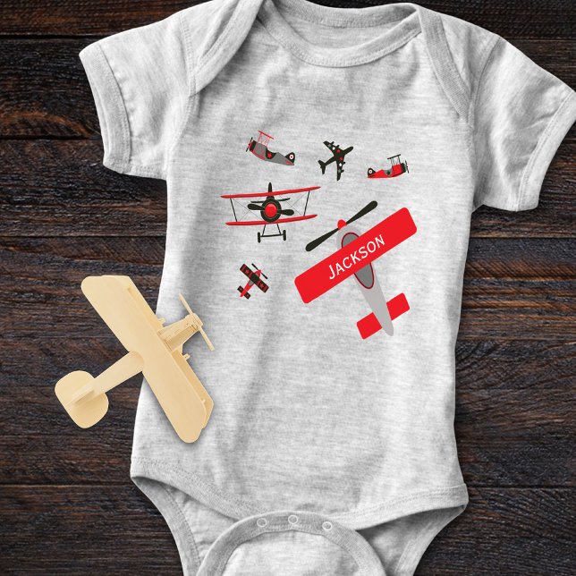 Retro Red and Black WWII Military Airplane Baby Bodysuit (Creator Uploaded)
