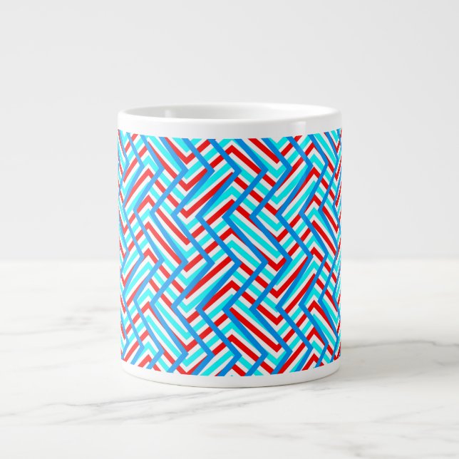 Retro red and blue graphic print giant coffee mug (Front)