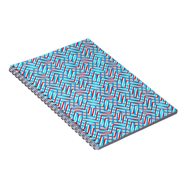 Retro red and blue graphic print notebook (Right Side)