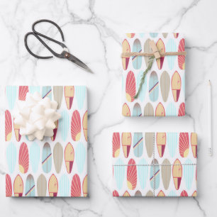 Retro Red And Blue Surfboard Pattern  Wrapping Paper Sheets