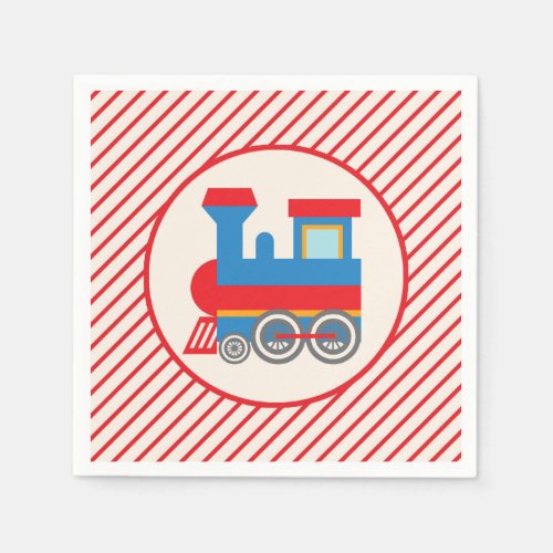 Retro Red and Blue Train Napkins