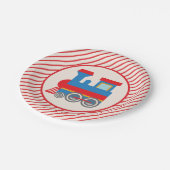 Retro Red and Blue Train Paper Plates (Angled)