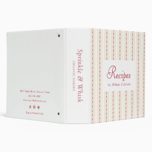 Retro Red And Cream Heart Stripes Bakery 3 Ring Binder